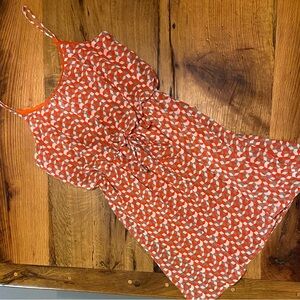 Teenplo Lined Dress, Fun Geometric Print, Spaghetti Straps, Elastic Waist, Small